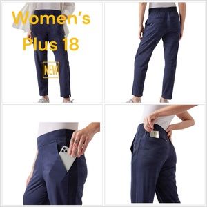 Women’s Athleta 18 Brooklyn Comfortable Pants Blue Ankle Crop Stretch Knit NWT